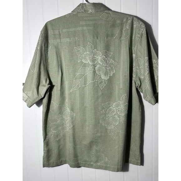 Jamaica Jaxx 100% Silk Short Sleeve Button Down Hawaiian Shirt Men's Large Green - Picture 7 of 9